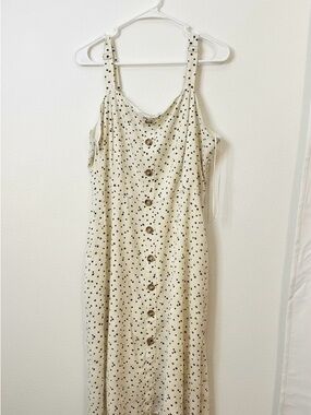 NWT Davi & Dani Size 1XL Ivory & Black Floral Knee Length Dress w/ Pockets